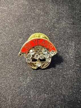 Shriner Freemason 50 Year Membership Lapel Pin w/ Letter Shriners International